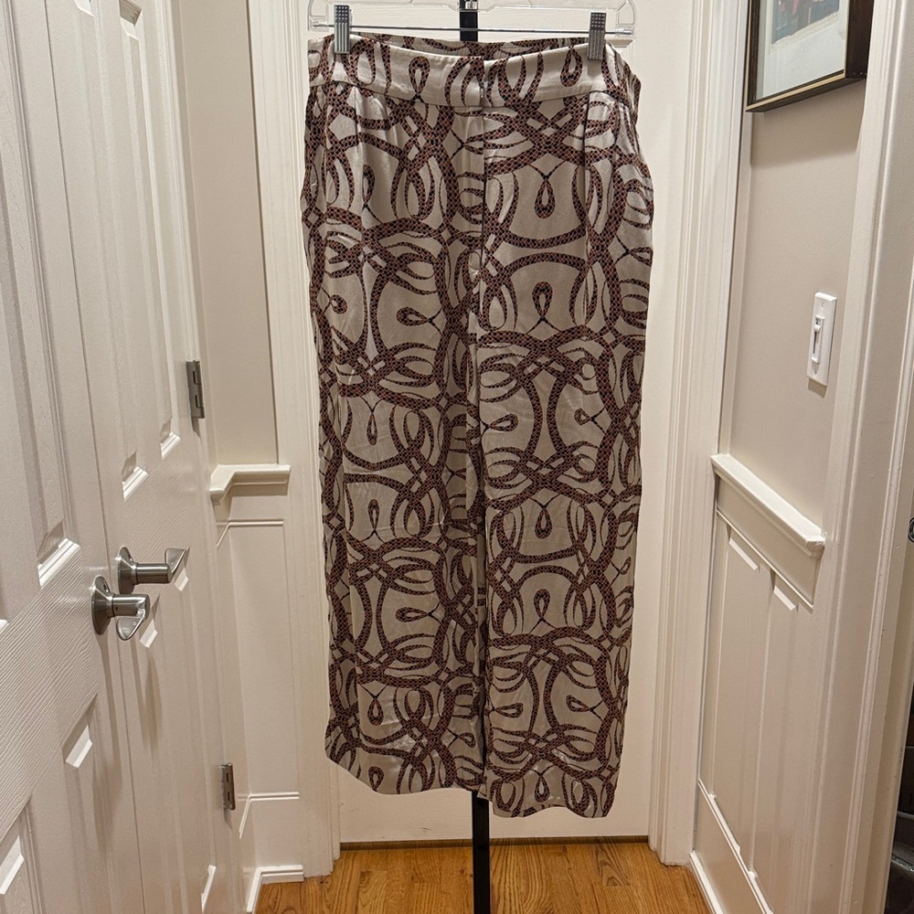 H&M Chic Patterned Palazzo Pants  in Brown and Cream